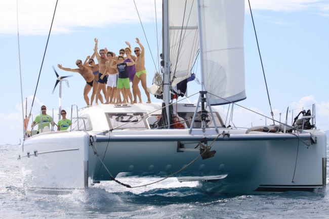 catamaran jumping for joy